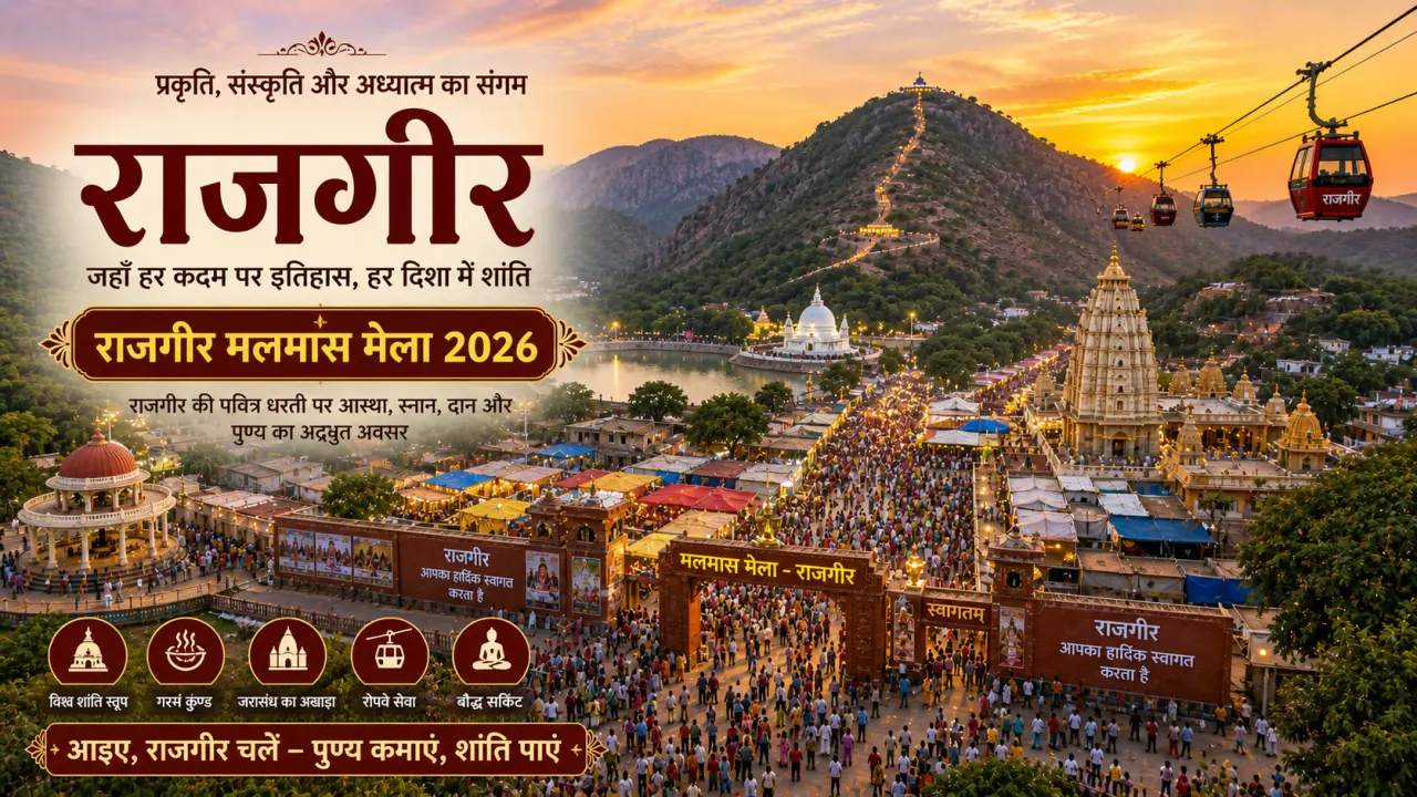 Rajgir scenery – hills, stupa, hot springs